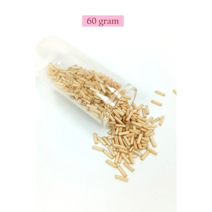 LitaeTrend Uzun Boru Kesme Boncuk Çap 2mm Uzunluk 10 mm - 60 Gram - Koyu Krem - BNC268