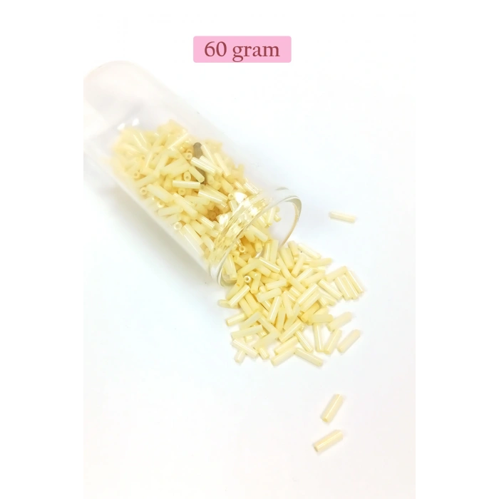 LitaeTrend Uzun Boru Kesme Boncuk Çap 2mm Uzunluk 10 mm - 60 Gram - Krem - BNC273