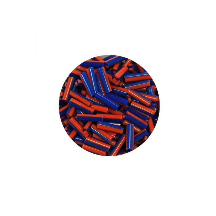 LitaeTrend Uzun Boru Kesme Boncuk Çap 2mm Uzunluk 10 mm - 60 Gram - Turuncu Mavi - BNC277