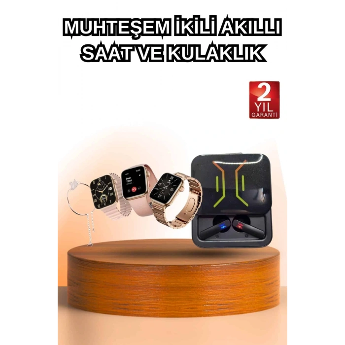 LitaeTrend Wireless Şarjlı Akıllı Saat ve Dijital Göstergeli Kablosuz Bluetooth Kulaklık Nabız Ölçer