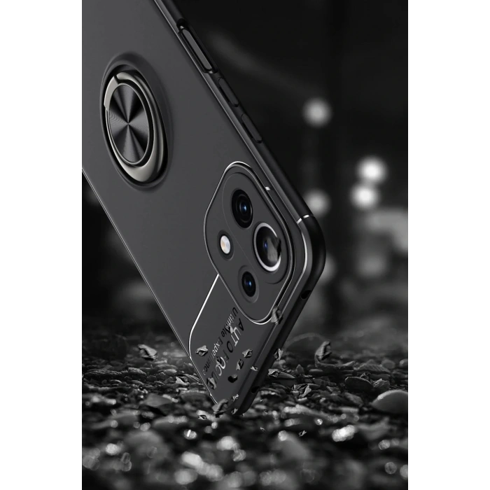 LitaeTrend Xiaomi Mİ 11 Lite Kılıf Range Yüzüklü Silikon - Siyah