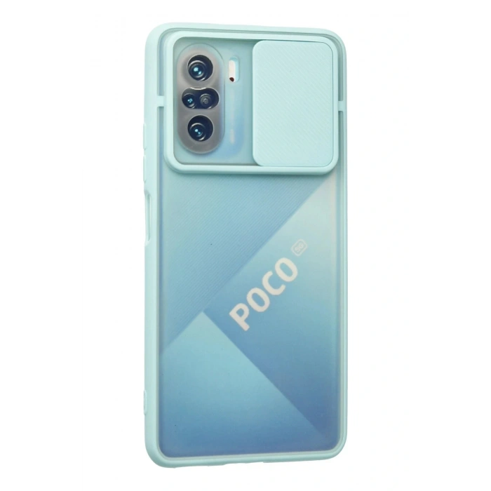 LitaeTrend Xiaomi Poco F3 Kılıf Palm Buzlu Kamera Sürgülü Silikon - Turkuaz