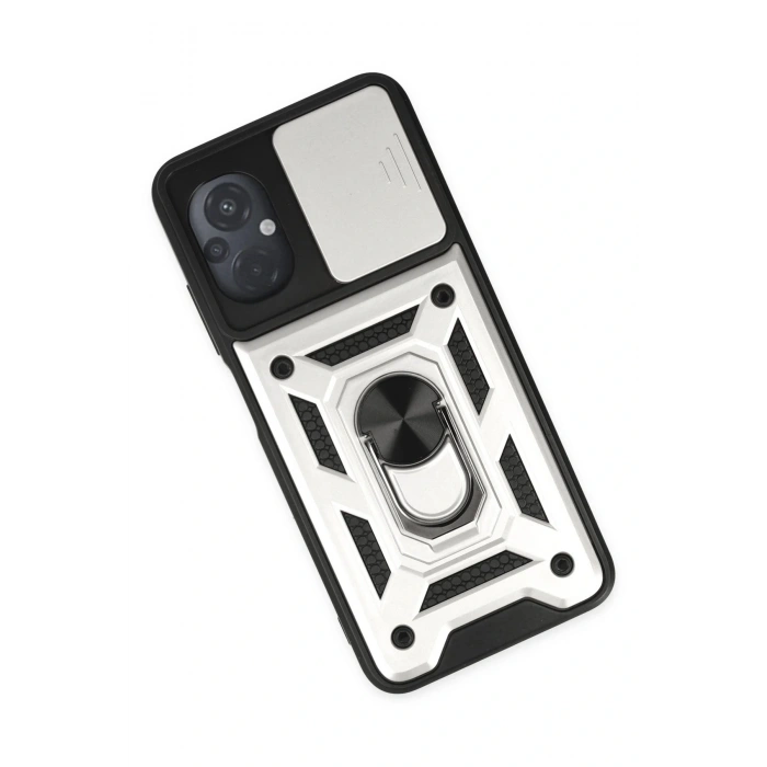 LitaeTrend Xiaomi Poco M5 Kılıf Pars Lens Yüzüklü Silikon - Gümüş