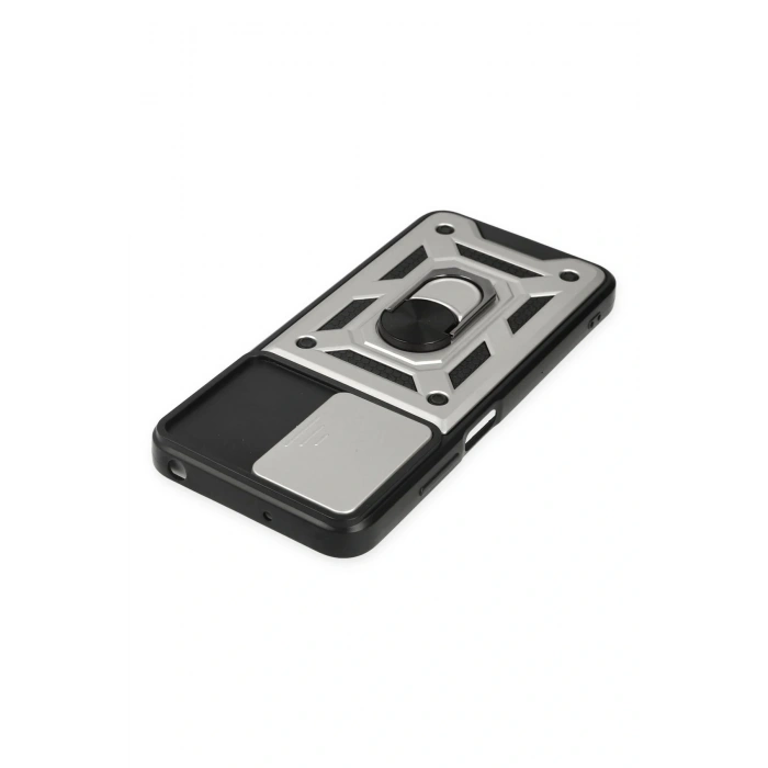 LitaeTrend Xiaomi Poco M5 Kılıf Pars Lens Yüzüklü Silikon - Gümüş