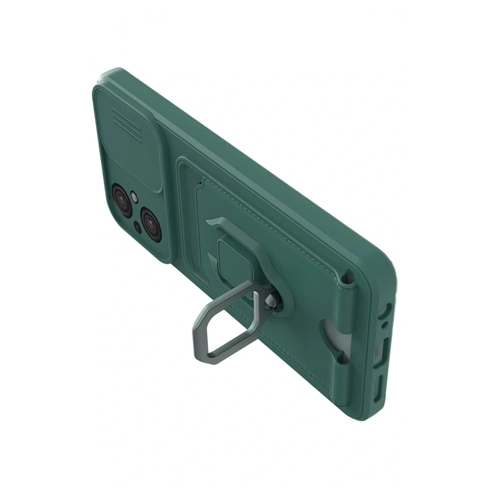 LitaeTrend Xiaomi Poco M5 Kılıf Zuma Kartvizitli Yüzüklü Silikon - Yeşil