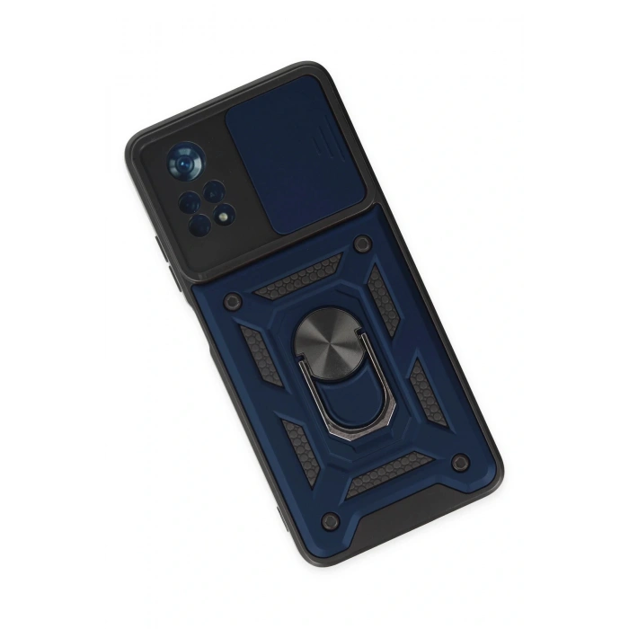 LitaeTrend Xiaomi Poco X4 Pro 5G Kılıf Pars Lens Yüzüklü Silikon - Lacivert