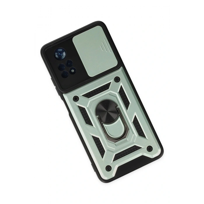 LitaeTrend Xiaomi Poco X4 Pro 5G Kılıf Pars Lens Yüzüklü Silikon - Yeşil