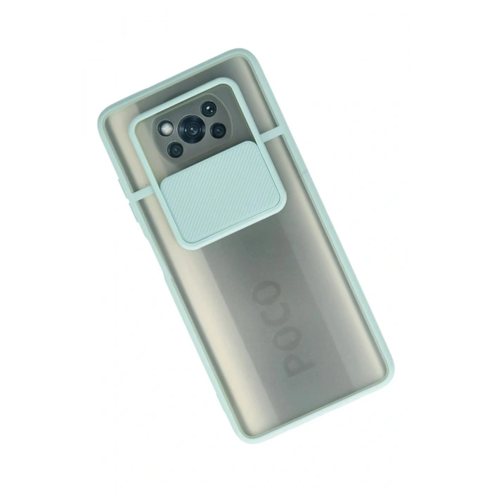 LitaeTrend Xiaomi Pocophone X3 Kılıf Palm Buzlu Kamera Sürgülü Silikon - Turkuaz