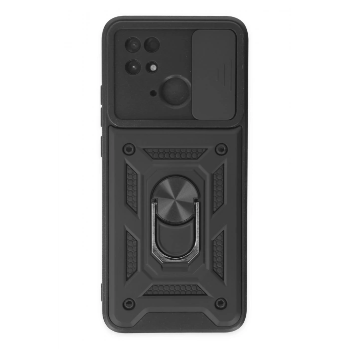 LitaeTrend Xiaomi Redmi 10C Kılıf Pars Lens Yüzüklü Silikon - Siyah