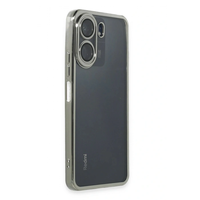 LitaeTrend Xiaomi Redmi 13C Kılıf Lensli Silikon - Gümüş