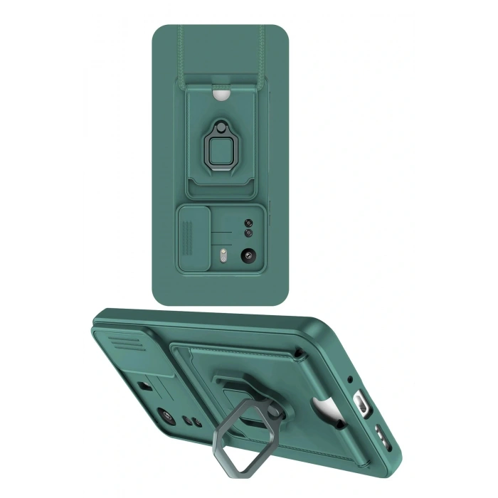 LitaeTrend Xiaomi Redmi 13C Kılıf Zuma Kartvizitli Yüzüklü Silikon - Yeşil