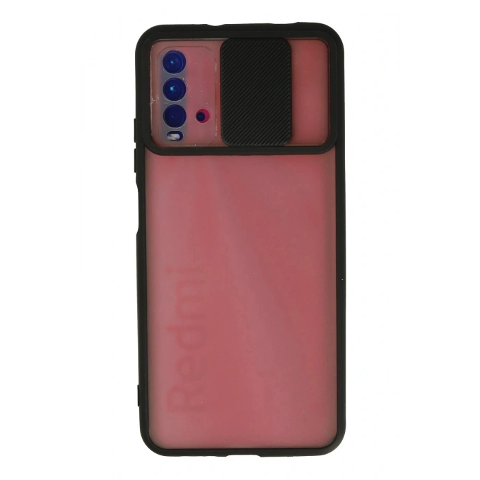 LitaeTrend Xiaomi Redmi 9T Kılıf Palm Buzlu Kamera Sürgülü Silikon - Siyah