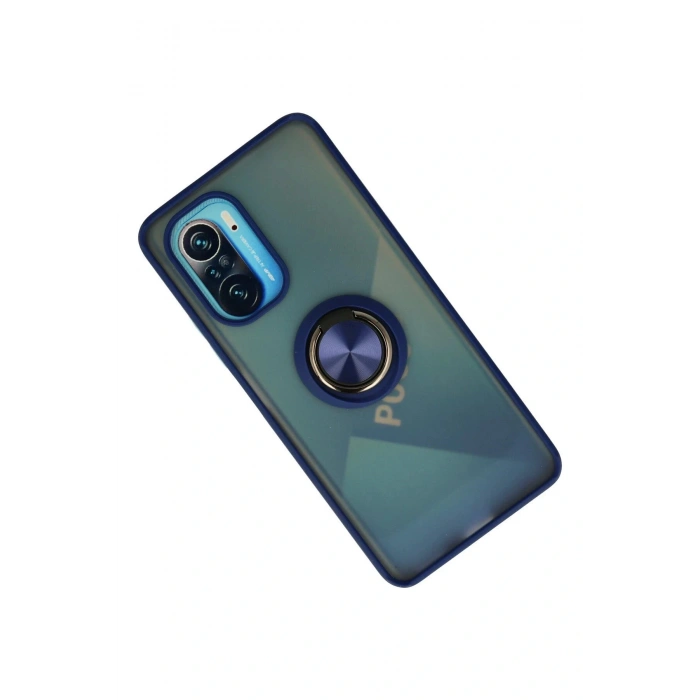 LitaeTrend Xiaomi Redmi K40 Kılıf Montreal Yüzüklü Silikon Kapak - Lacivert