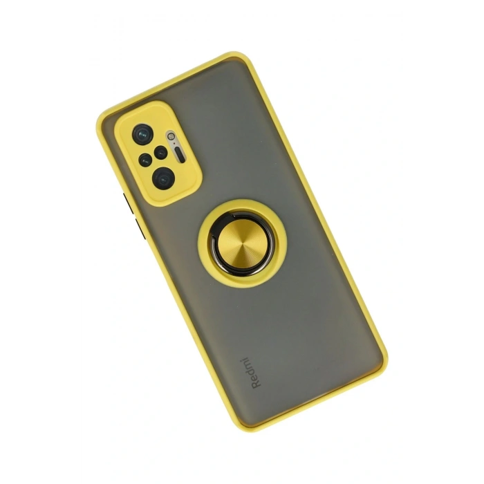 LitaeTrend Xiaomi Redmi Note 10 Pro Kılıf Montreal Yüzüklü Silikon Kapak - Sarı