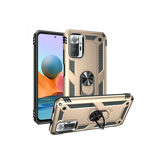 LitaeTrend Xiaomi Redmi Note 10 Pro Kılıf Sofya Yüzüklü Silikon Kapak - Gold