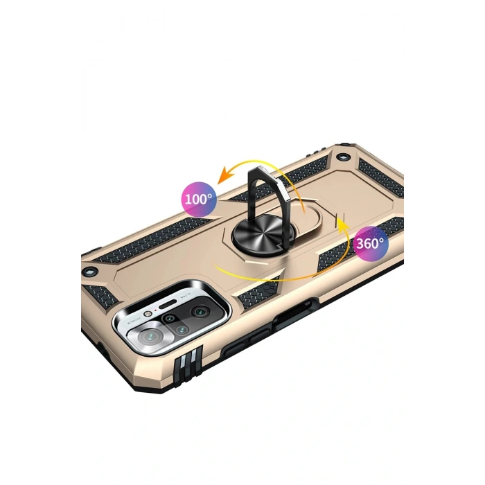 LitaeTrend Xiaomi Redmi Note 10 Pro Kılıf Sofya Yüzüklü Silikon Kapak - Gold