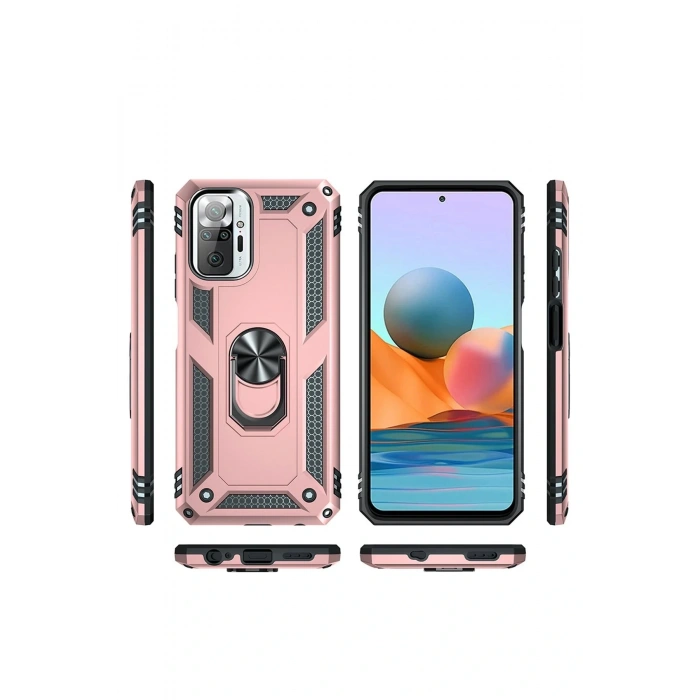 LitaeTrend Xiaomi Redmi Note 10 Pro Kılıf Sofya Yüzüklü Silikon Kapak - Rose