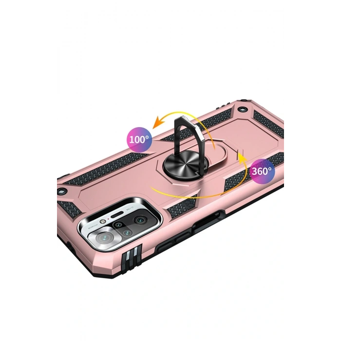 LitaeTrend Xiaomi Redmi Note 10 Pro Kılıf Sofya Yüzüklü Silikon Kapak - Rose