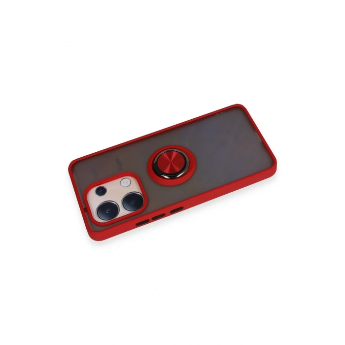 LitaeTrend Xiaomi Redmi Note 13 4G Kılıf Montreal Yüzüklü Silikon Kapak - Kırmızı