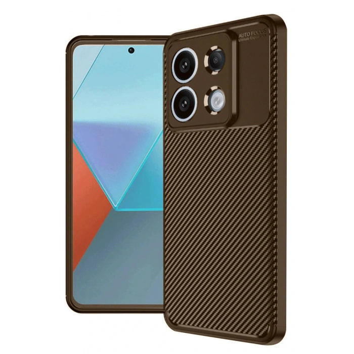 LitaeTrend Xiaomi Redmi Note 13 Pro 4G Kılıf Auto Focus Karbon Kapak - Kahverengi