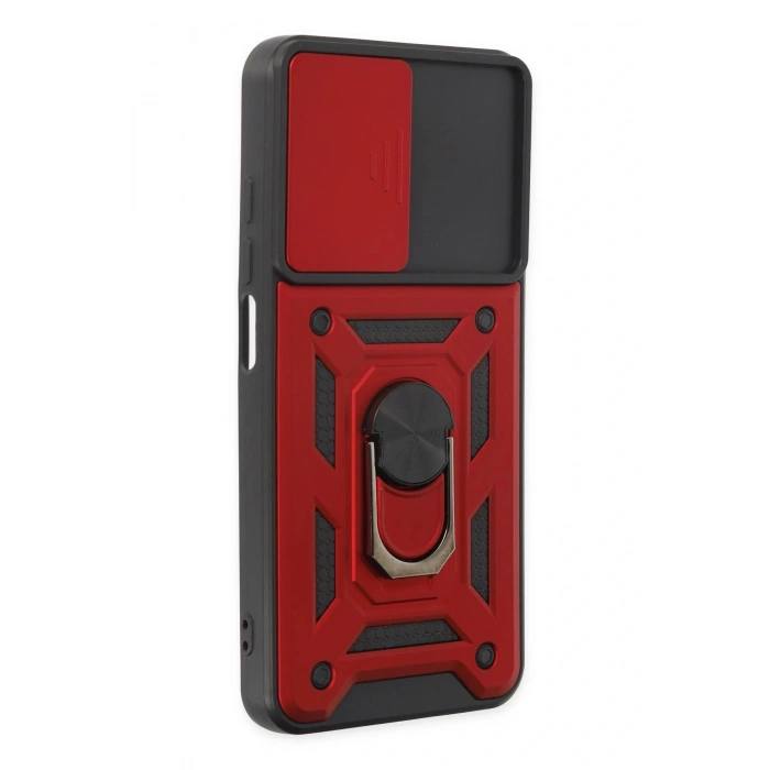 LitaeTrend Xiaomi Redmi Note 9 4G Kılıf Pars Lens Yüzüklü Silikon - Kırmızı