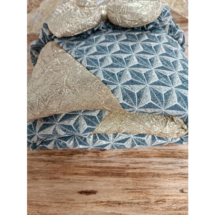 LitaeTrend Yenidoğan Ultralüks Piramit Desenli Güpürlü Bebek Battaniyesi Kundak Gold