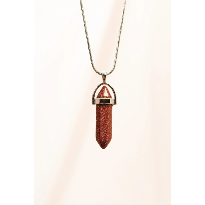 LitaeTrend Yıldız Taşı Doğal Taşı Zincirli El Yapımı Tasarımlı Kolye Uç: 3,5 cm Zincir: 20 cm Kutulu