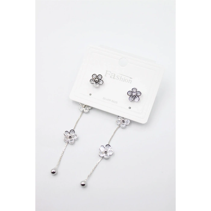 HERŞEYTREND Zirkon Taşlı Küpe - Gümüş