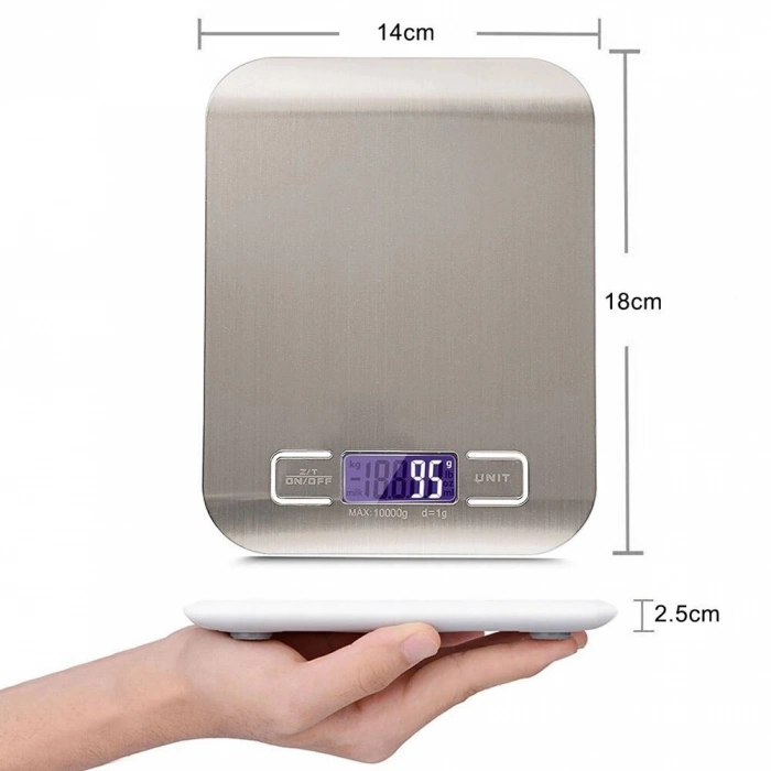 Lüx Dijital Mutfak Terazisi 5 Kg 1 Gr Hassas Paslanmaz Çelik + Pil