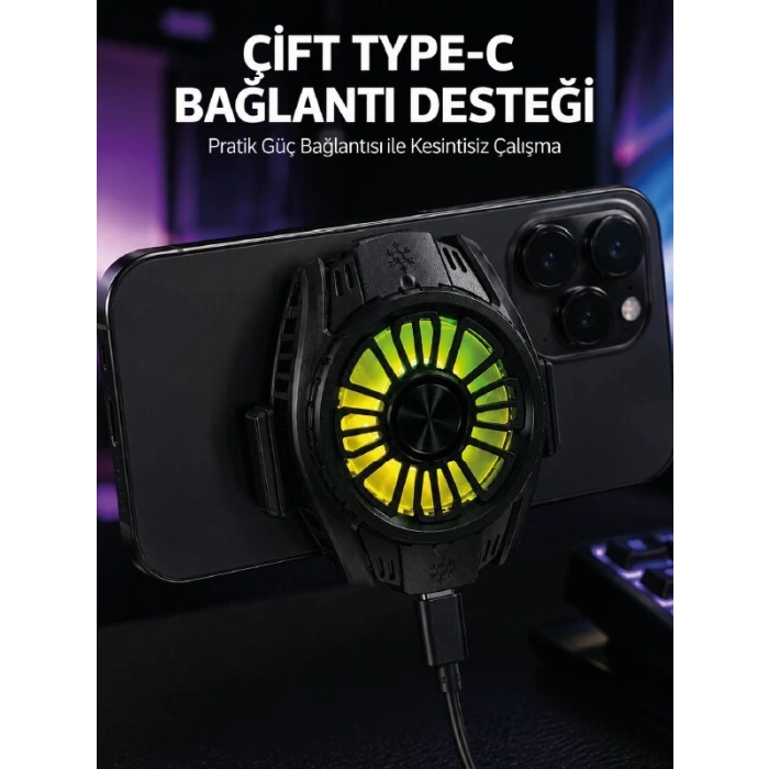 Manyetik Bağlantılı Çift Type-C Girişli Telefon Soğutucu