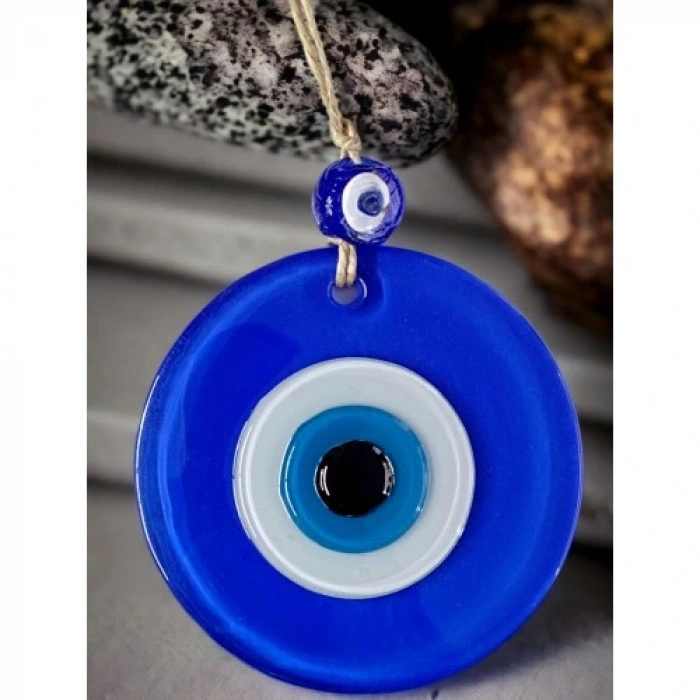 HERŞEYTREND Mavi Nazar Boncuklu Duvar Süsü 10 Cm Cam Duvar Dekoru