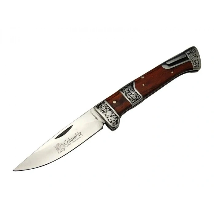 Mb3936a Kahverengi Av / Kamp Çakısı 20cm- Manuel, İşlemeli, Kemerlikli, Ahşap Sap