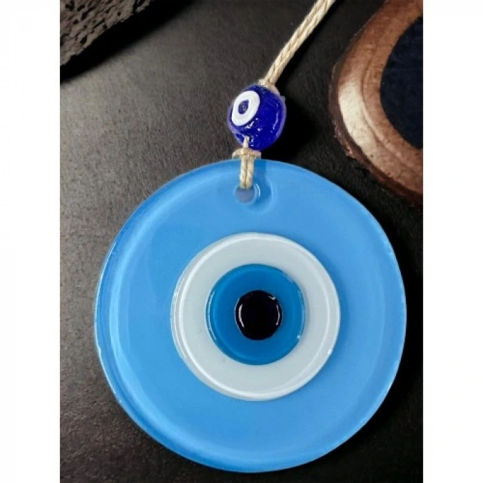 HERŞEYTREND Mini Boy Bebe Mavisi Nazar Boncuklu Duvar Süsü 10 Cm Cam Duvar Dekoru