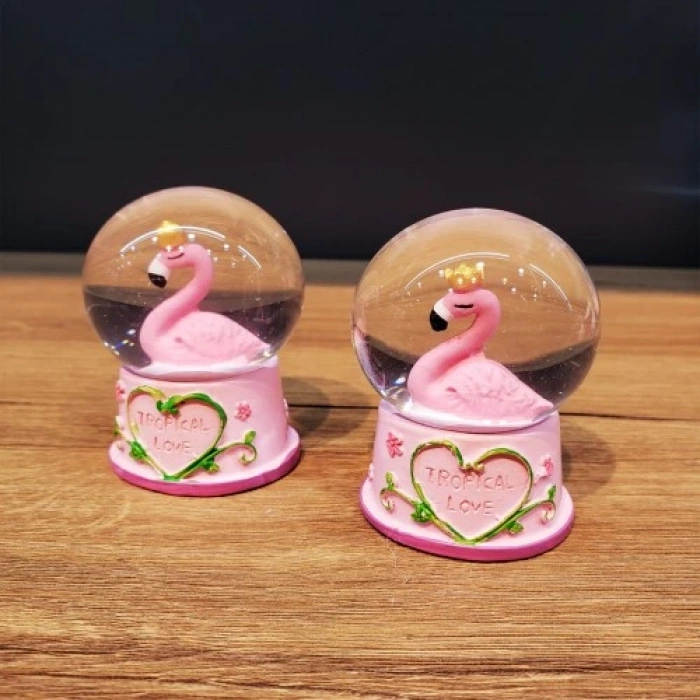 HERŞEYTREND Mini Işıklı Flamingo Kar Küresi