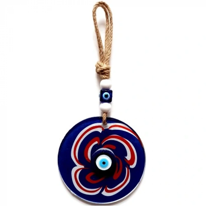 HERŞEYTREND Nazar Boncuklu Lacivert Şeker Modelli Cam Duvar Süsü