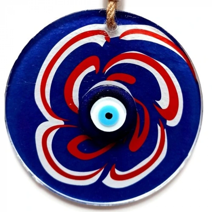 HERŞEYTREND Nazar Boncuklu Lacivert Şeker Modelli Cam Duvar Süsü