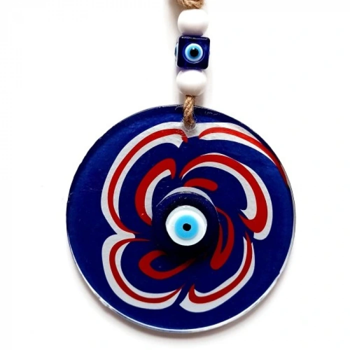 HERŞEYTREND Nazar Boncuklu Lacivert Şeker Modelli Cam Duvar Süsü