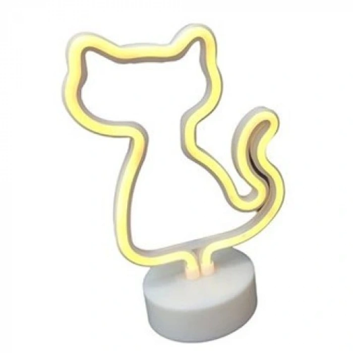 HERŞEYTREND Neon Kedi Masa Gece Lambası Pembe Işık