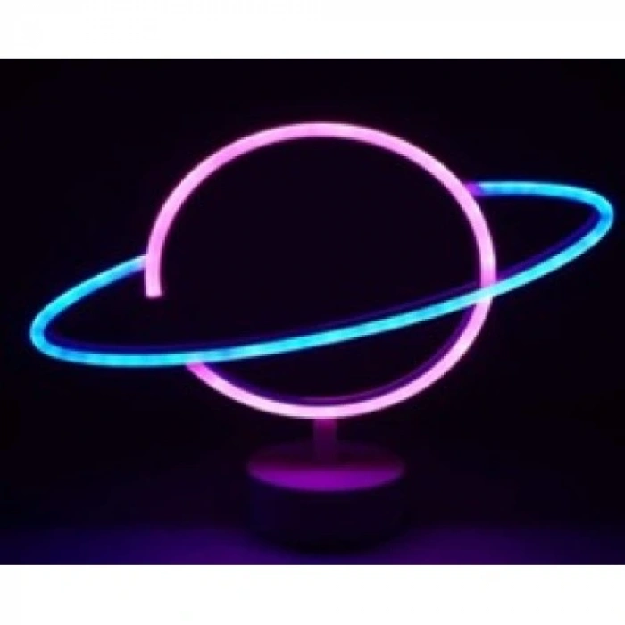 HERŞEYTREND Neon Işıklı Satürn Lamba (Pil + USB)