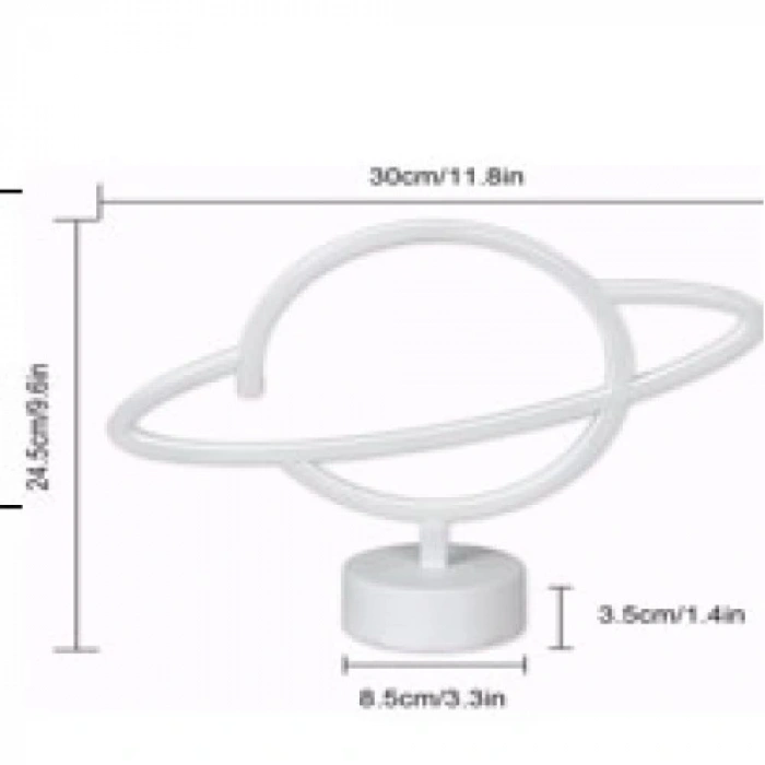 HERŞEYTREND Neon Işıklı Satürn Lamba (Pil + USB)