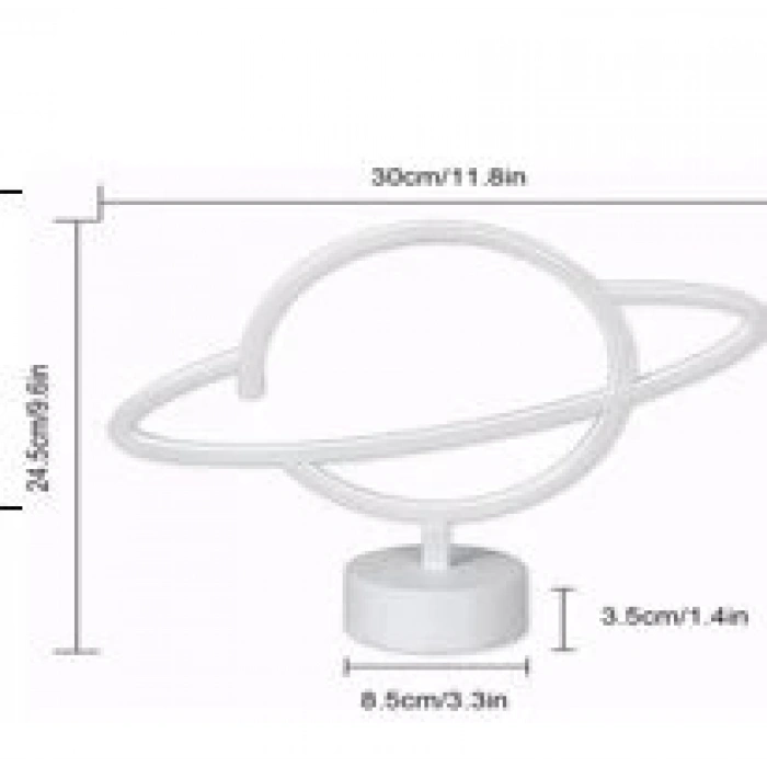Neon Işıklı Satürn Lamba Pil+usb Mz-503