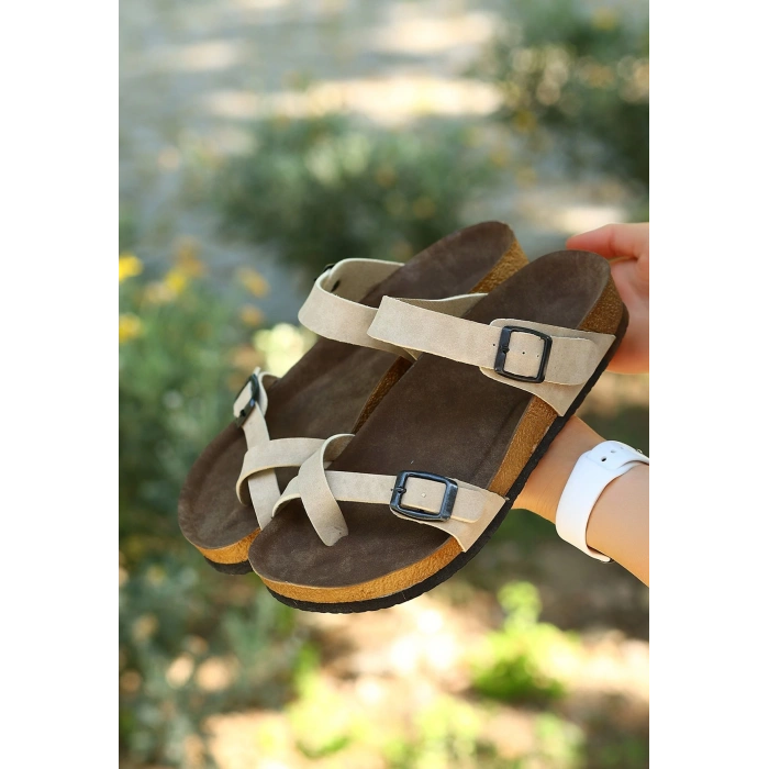 HERŞEYTREND Opil Krem Nubuk Terlik