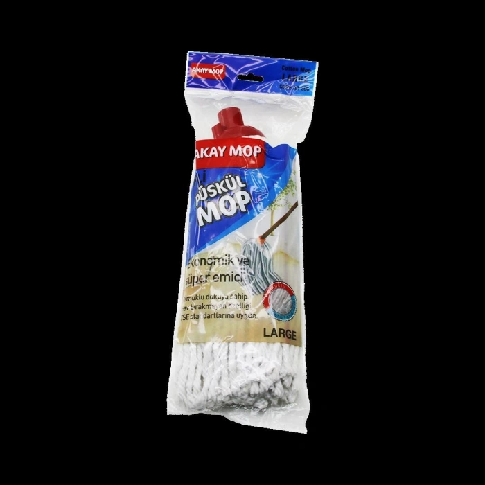 Pamuklu Püsküllü Mop Başlığı 23cm Orta-Large (Klasik Sap)