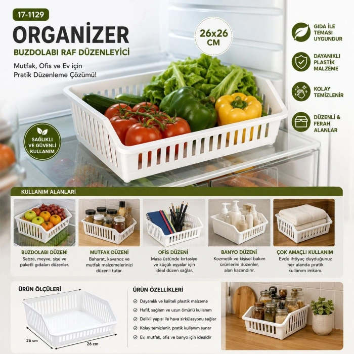 Plastik Çok Amaçlı Organizer 26x26 cm