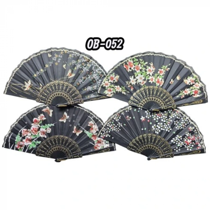 HERŞEYTREND Plastik Siyah Kumaş Yelpaze 12li Set