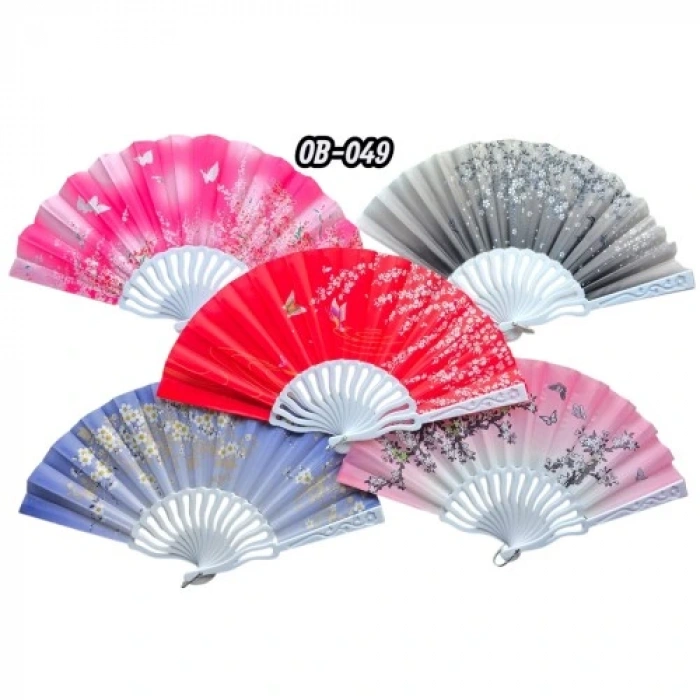 HERŞEYTREND Plastik Kumaş Yelpaze 12 Adet Karışık Renk