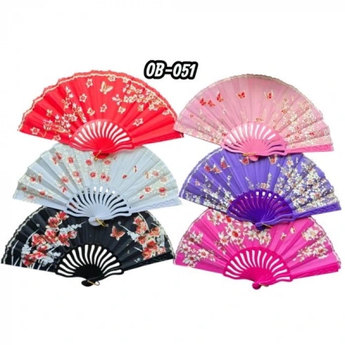 HERŞEYTREND Plastik Kumaş Yelpaze 12 Adet Karışık Renk