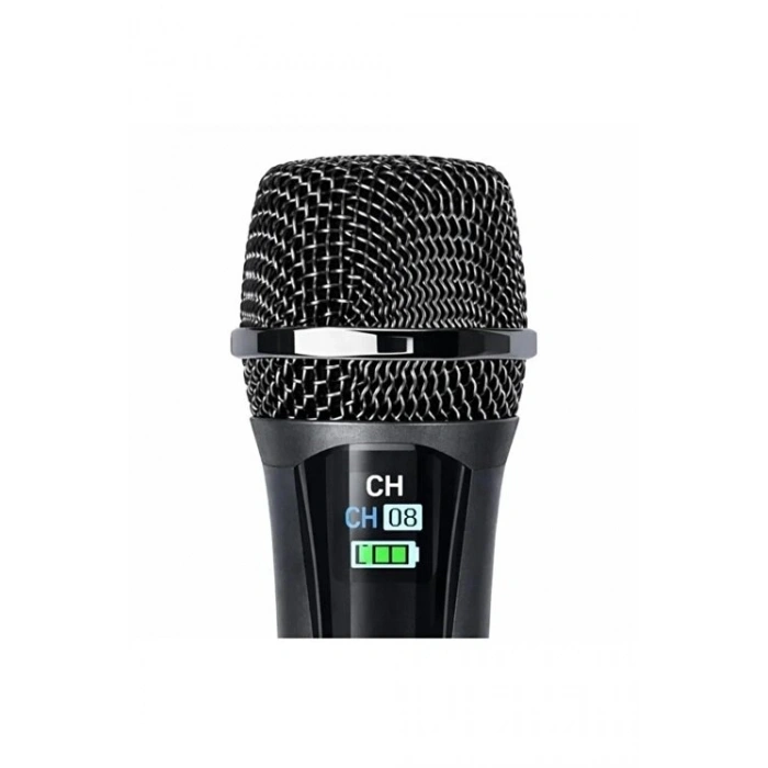 Profesyonel Çiftli Kablosuz Mikrofon Seti Karaoke Şarj Edilebilir 50 Metre