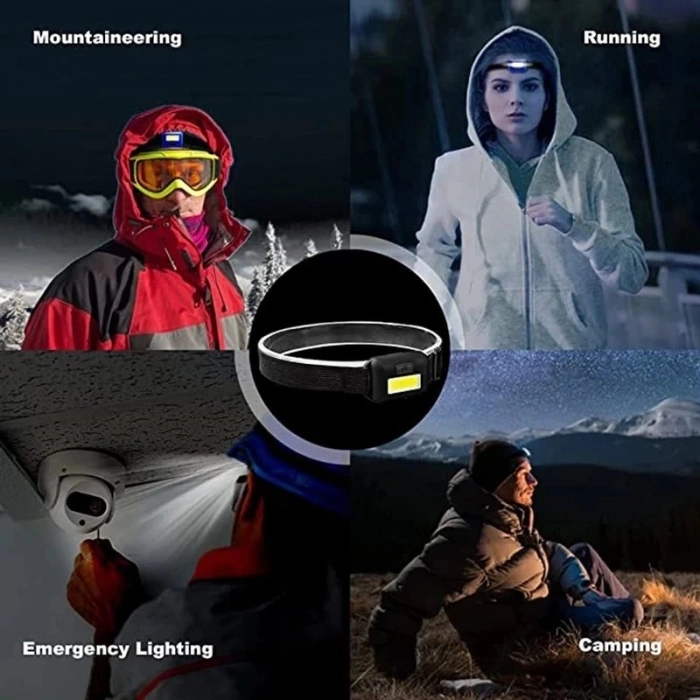Ps-t89 Mini Pilli Cob Led 3 Mod Su Geçirmez Kafa Feneri Lambası