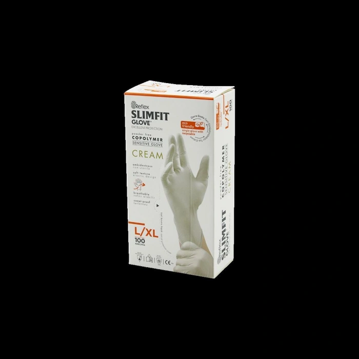 Pudrasız Nitril Muayene Eldiveni L-XL 100lü (Krem)
